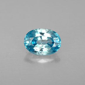 1.41캐럿 천연 블루 지르콘, 타원형 컷, 7.1×5.1 mm, VVS-VS