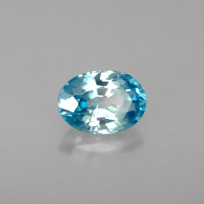 1.41캐럿 천연 블루 지르콘, 타원형 컷, 7.1×5.1 mm, VVS-VS