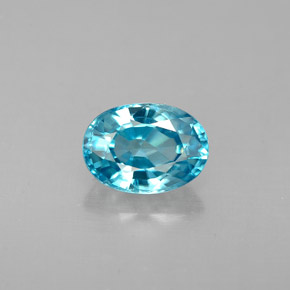 1.37캐럿 천연 블루 지르콘, 타원형 컷, 7.1×5.1 mm, VS
