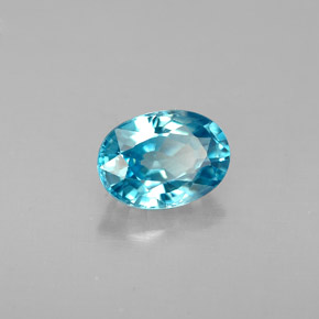 1.37캐럿 천연 블루 지르콘, 타원형 컷, 7.1×5.1 mm, VS