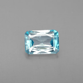 1.38캐럿 천연 블루 지르콘, 에메랄드 컷, 7.1×5 mm, VS