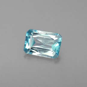 1.38캐럿 천연 블루 지르콘, 에메랄드 컷, 7.1×5 mm, VS