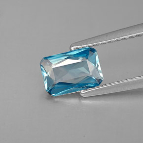 1.04캐럿 천연 블루 지르콘, 에메랄드 컷, 7×4.9 mm, VVS-VS
