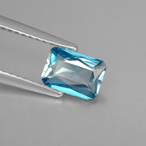 1.04캐럿 천연 블루 지르콘, 에메랄드 컷, 7×4.9 mm, VVS-VS