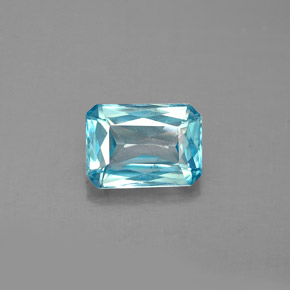 1.45캐럿 천연 블루 지르콘, 에메랄드 컷, 7.1×5.2 mm, VS