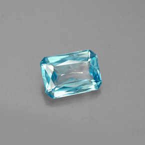 1.45캐럿 천연 블루 지르콘, 에메랄드 컷, 7.1×5.2 mm, VS