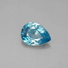 1.45캐럿 천연 블루 지르콘, 배 모양, 8×5.9 mm, VVS