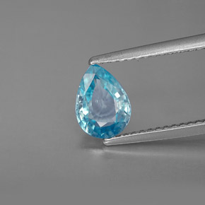 1.29캐럿 천연 블루 지르콘, 배 모양, 7.9×5.8 mm, VVS-VS