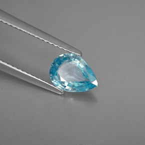 1.29캐럿 천연 블루 지르콘, 배 모양, 7.9×5.8 mm, VVS-VS