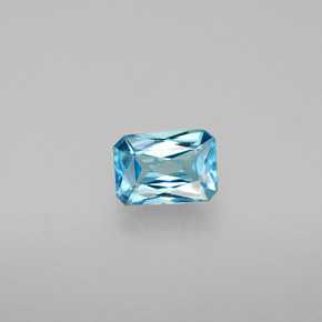 1.17캐럿 천연 블루 지르콘, 에메랄드 컷, 6.8×4.9 mm, VVS-VS