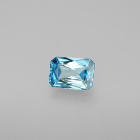 1.17캐럿 천연 블루 지르콘, 에메랄드 컷, 6.8×4.9 mm, VVS-VS
