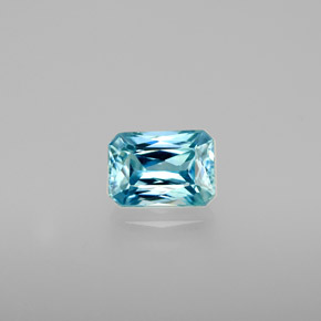 1.44캐럿 천연 블루 지르콘, 에메랄드 컷, 6.8×4.9 mm, VS
