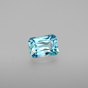 1.44캐럿 천연 블루 지르콘, 에메랄드 컷, 6.8×4.9 mm, VS