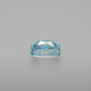 1.44캐럿 천연 블루 지르콘, 에메랄드 컷, 6.8×4.9 mm, VS
