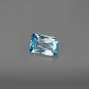 1.35캐럿 천연 블루 지르콘, 에메랄드 컷, 7.1×4.8 mm, VS