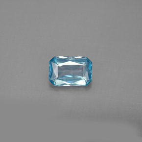 1.12캐럿 천연 블루 지르콘, 에메랄드 컷, 7×4.8 mm, VS