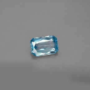 1.12캐럿 천연 블루 지르콘, 에메랄드 컷, 7×4.8 mm, VS