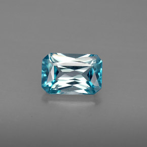 1.35캐럿 천연 블루 지르콘, 에메랄드 컷, 7.1×4.9 mm, VVS-VS