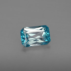 1.35캐럿 천연 블루 지르콘, 에메랄드 컷, 7.1×4.9 mm, VVS-VS