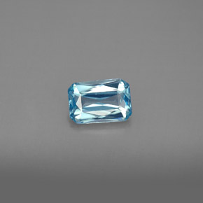 1.20캐럿 천연 블루 지르콘, 에메랄드 컷, 7×4.8 mm, VVS
