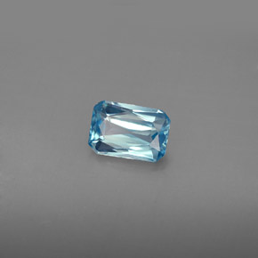 1.20캐럿 천연 블루 지르콘, 에메랄드 컷, 7×4.8 mm, VVS