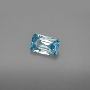 1.31캐럿 천연 블루 지르콘, 에메랄드 컷, 7.1×4.7 mm, VVS-VS