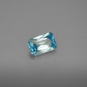 1.31캐럿 천연 블루 지르콘, 에메랄드 컷, 7.1×4.7 mm, VVS-VS