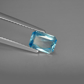 0.93캐럿 천연 블루 지르콘, 에메랄드 컷, 6.9×4.8 mm, VVS