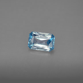 1.20캐럿 천연 블루 지르콘, 에메랄드 컷, 7×4.8 mm, VS
