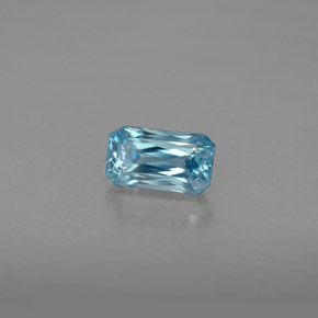 1.27캐럿 천연 블루 지르콘, 에메랄드 컷, 6.9×3.9 mm, VVS-VS