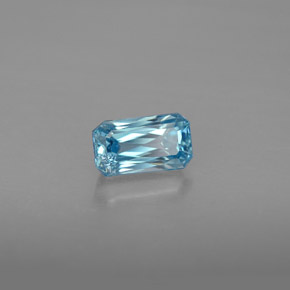 1.27캐럿 천연 블루 지르콘, 에메랄드 컷, 6.9×3.9 mm, VVS-VS