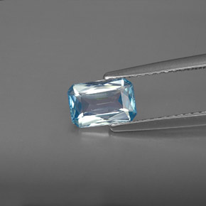1.22캐럿 천연 블루 지르콘, 에메랄드 컷, 7.1×4.9 mm, VVS-VS