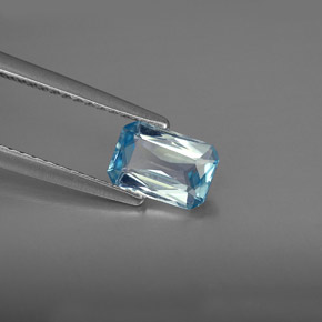 1.22캐럿 천연 블루 지르콘, 에메랄드 컷, 7.1×4.9 mm, VVS-VS