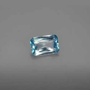 1.23캐럿 천연 블루 지르콘, 에메랄드 컷, 7.1×4.8 mm, VS