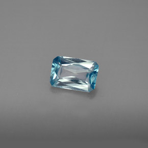 1.23캐럿 천연 블루 지르콘, 에메랄드 컷, 7.1×4.8 mm, VS