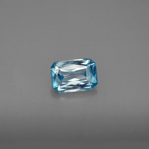 1.27캐럿 천연 블루 지르콘, 에메랄드 컷, 7×4.8 mm, VVS-VS