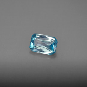 1.27캐럿 천연 블루 지르콘, 에메랄드 컷, 7×4.8 mm, VVS-VS