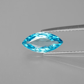 1.38캐럿 천연 블루 지르콘, 마퀴즈, 10.2×5.1 mm, VVS-VS