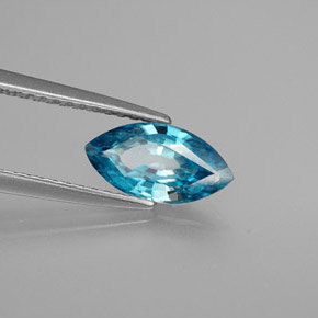 1.51캐럿 천연 블루 지르콘, 마퀴즈, 9.9×5.1 mm, VS