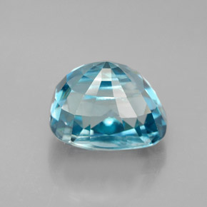 7.57캐럿 천연 블루 지르콘, 쿠션 컷, 10.5×7.8 mm, VVS