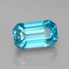 6.46캐럿 천연 블루 지르콘, 에메랄드 컷, 11.3×6.8 mm, VVS