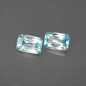 캐럿 천연 블루 지르콘 보석, 에메랄드 컷, 6.1×4 mm, VVS-VS