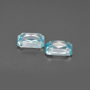 캐럿 천연 블루 지르콘 보석, 에메랄드 컷, 6.1×4 mm, VVS-VS