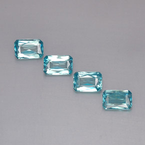 캐럿 천연 블루 지르콘 보석, 에메랄드 컷, 6×4.1 mm, VS