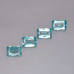 캐럿 천연 블루 지르콘 보석, 에메랄드 컷, 6×4.1 mm, VS