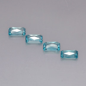 캐럿 천연 블루 지르콘 보석, 에메랄드 컷, 6×4.1 mm, VS