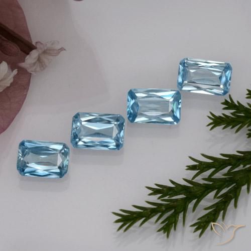 2.94캐럿 천연 딥 마야 블루 지르콘 보석, 에메랄드 컷, 5.8×4.1 mm, VS