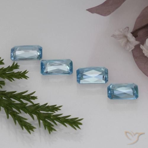 2.94캐럿 천연 딥 마야 블루 지르콘 보석, 에메랄드 컷, 5.8×4.1 mm, VS