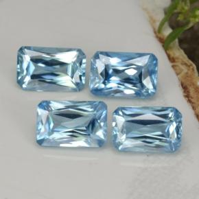 3.73캐럿 천연 블루 지르콘 보석, 에메랄드 컷, 6.2×4 mm, VS