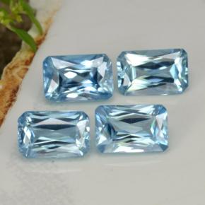 3.73캐럿 천연 블루 지르콘 보석, 에메랄드 컷, 6.2×4 mm, VS